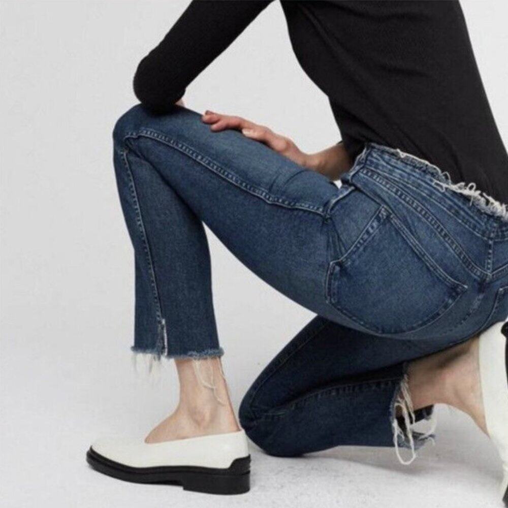 3x1 NYC Frayed Edge Shelter Slim Jeans in Tin Coo